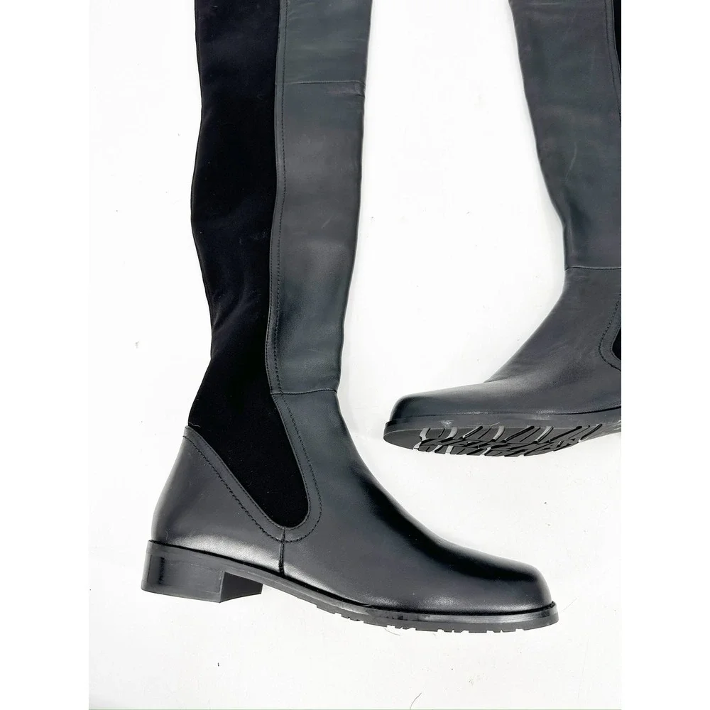 Stuart Weitzman Langdon Black Leather Over‎ The Knee Tall Boots Size 7.5B